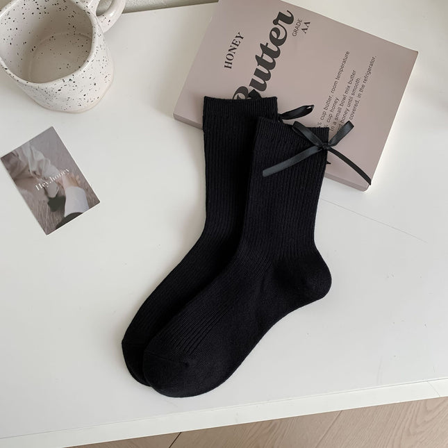 Women’s Solid Color Cotton Socks – Middle Calf Length