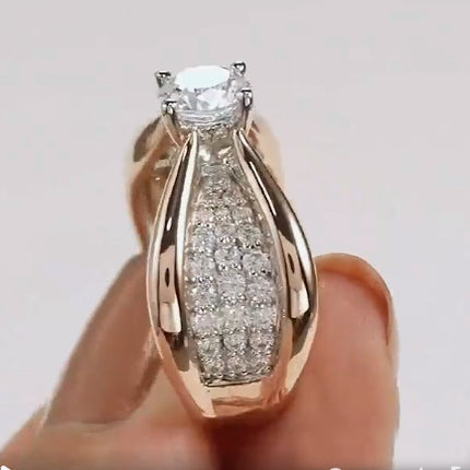Women’s Geometric Alloy Fashion Ring – Rose Gold & Gold