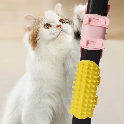 Self-Grooming Pet Massage Comb – Wall Corner Cat Scratcher & Hair Removal Brush