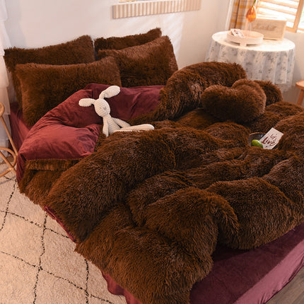 Luxury Thick Fleece Bedding Set – Warm Plush Winter Duvet Cover Set with Bed Sheet & Pillowcases
