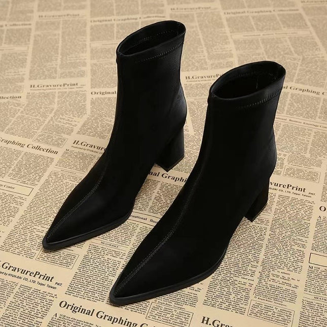 Fashion Wedge Heel Pointed Toe Casual Boots for Women