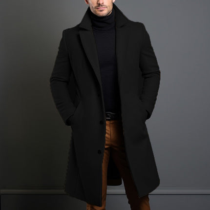 Men’s British Style Woolen Coat – Leisure Straight Hem Outerwear