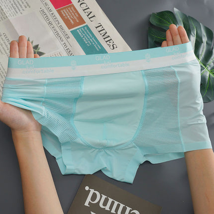 Men’s Ice Silk Knitted Mid-Waist Breathable Underpants