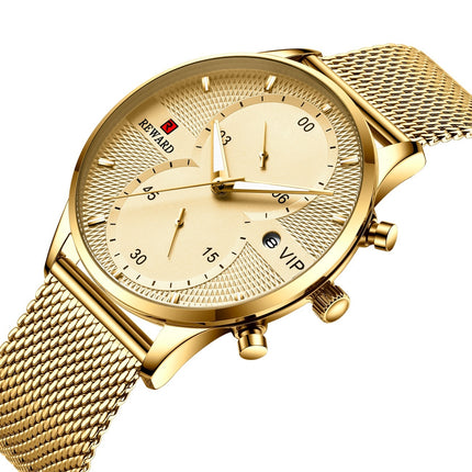 Men’s Business Quartz Watch – 30M Waterproof, Calendar Function, Stainless Steel Strap