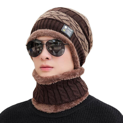 Winter Warm Hat & Scarf Set – Windproof Dome Beanie with Neck Protection (Unisex)