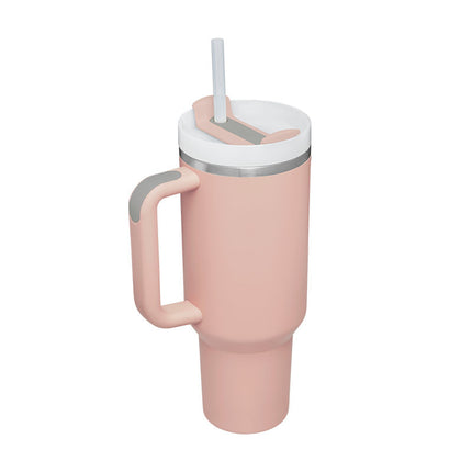 40oz Insulated Tumbler with Handle, Straw & Spill-Proof Lid