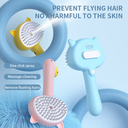 Rechargeable Steam Pet Grooming Brush – Hair Remover & Massage Comb for Cats & Dogs