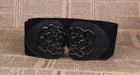 Floral Buckle PU Leather Wide Belt