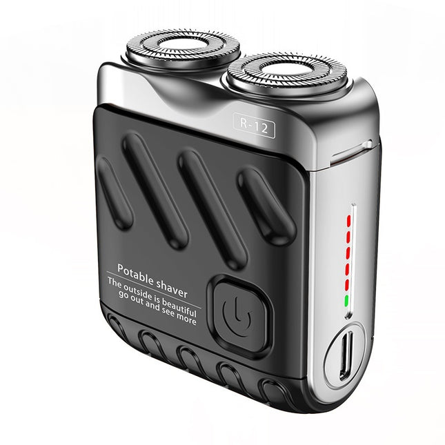 Mini Rechargeable Dual-Ring Electric Shaver – Portable Travel Razor for Men