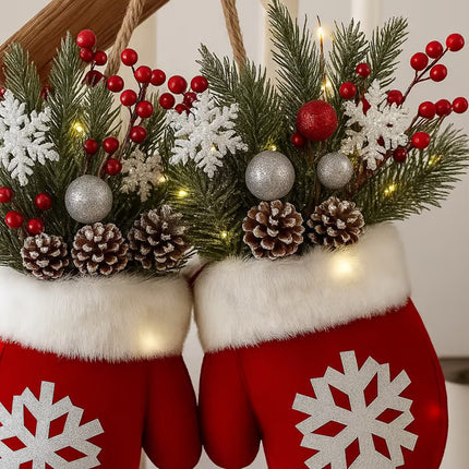 Christmas Gloves Wreath – LED Hanging Door Ornament (Luminous & Non-Luminous Styles)
