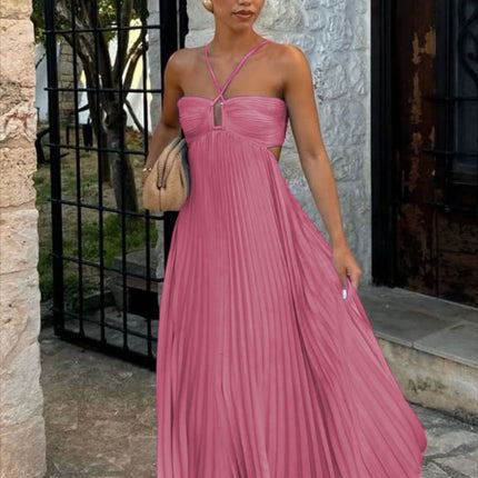 Women’s High-Waist Tube Top Maxi Dress – Solid Color Large Swing Long Dress