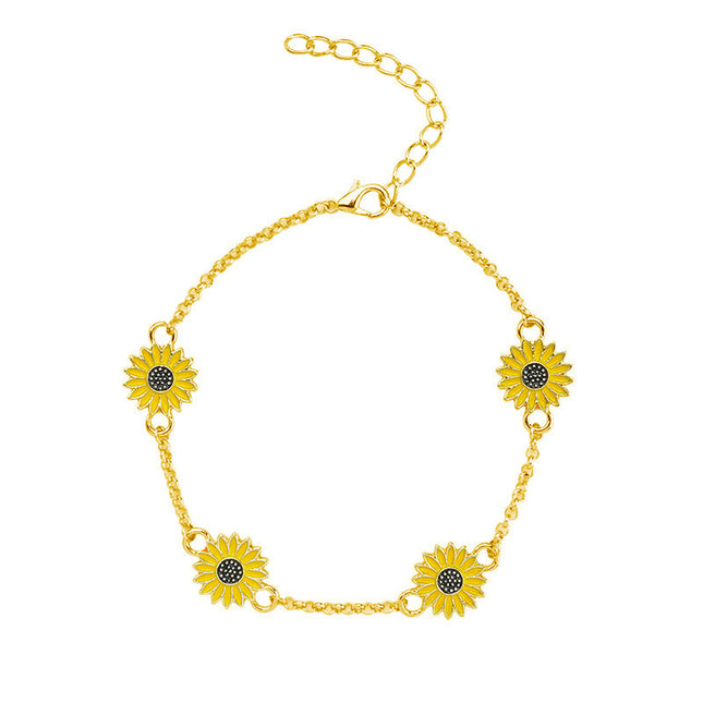 Retro Alloy Sunflower Anklet – Geometric Gift for Women